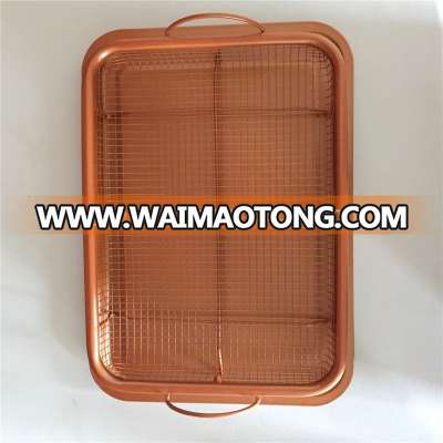 2pcs Copper crisper oven air fryer tray and copper pan